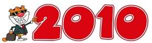 acclaim clipart: a tiger in a business suit and the year 2010
