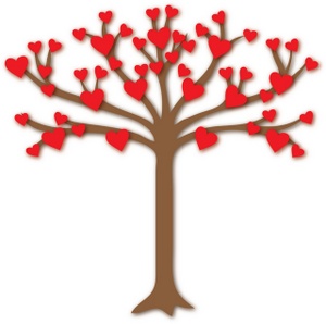 tree of love with heart shaped leaves